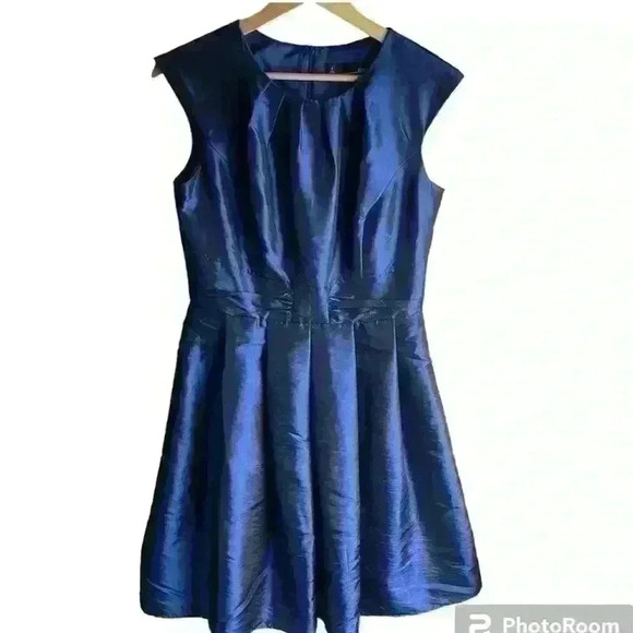 Chetta B Women’s 6 Dress Blue Taffeta Flare Bottom Sheath Fully Lined - Picture 12 of 12